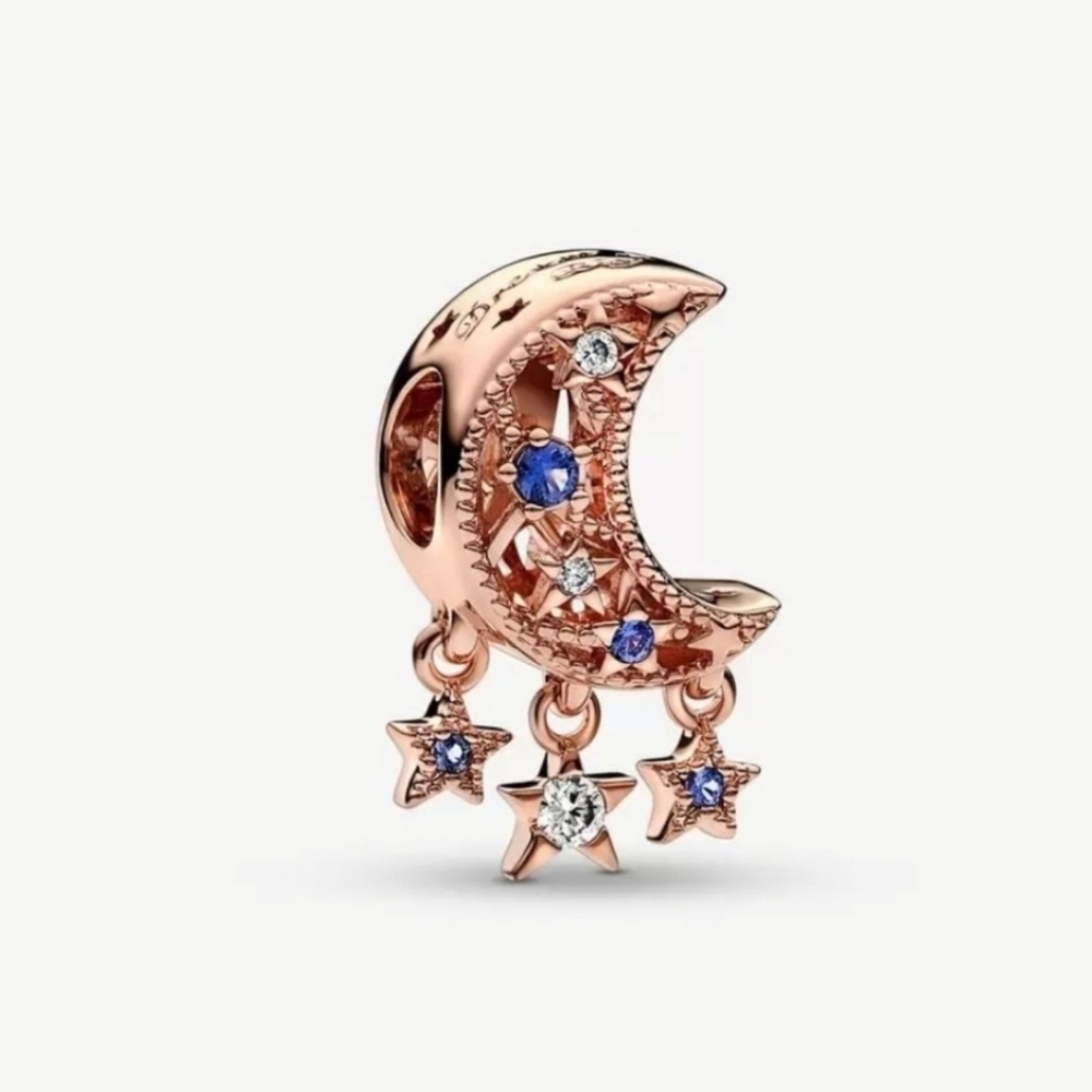 NEW Charm Star & Crestent Moon Compatible with Pandora Bracelets